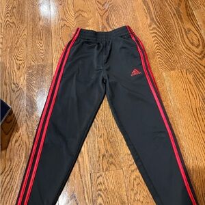 adidas Black Joggers with Red Side Stripes - Kids